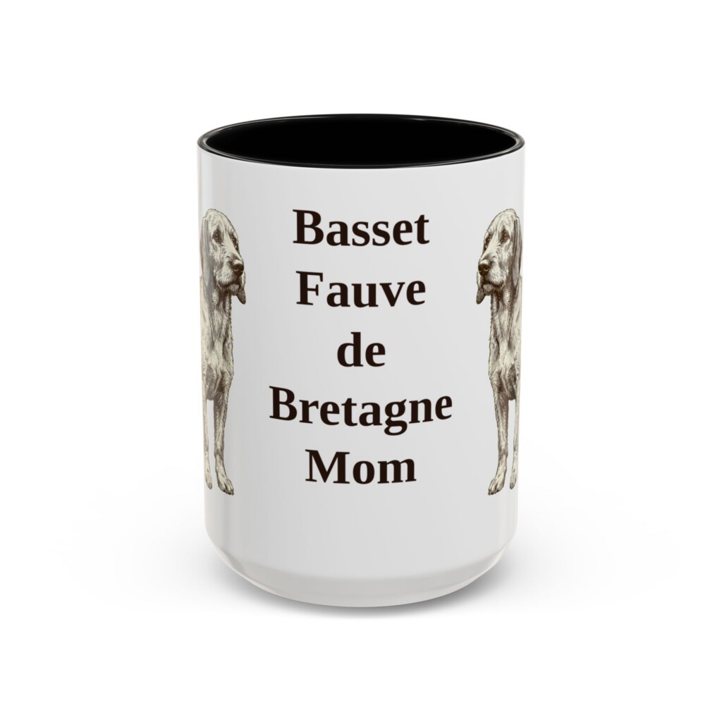 15oz Basset Fauve de Bretagne Dog Mom Mug, Vintage Sketch Coffee Mug, Dog Mom Gift
