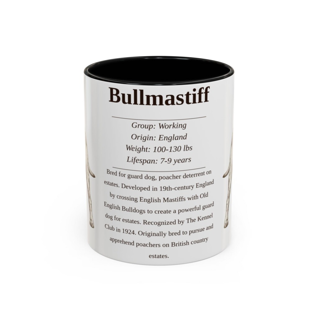 11oz Bullmastiff Mug, Illustrated Dog Breed Facts Coffee Mug, Vintage Dog Keepsake Gift