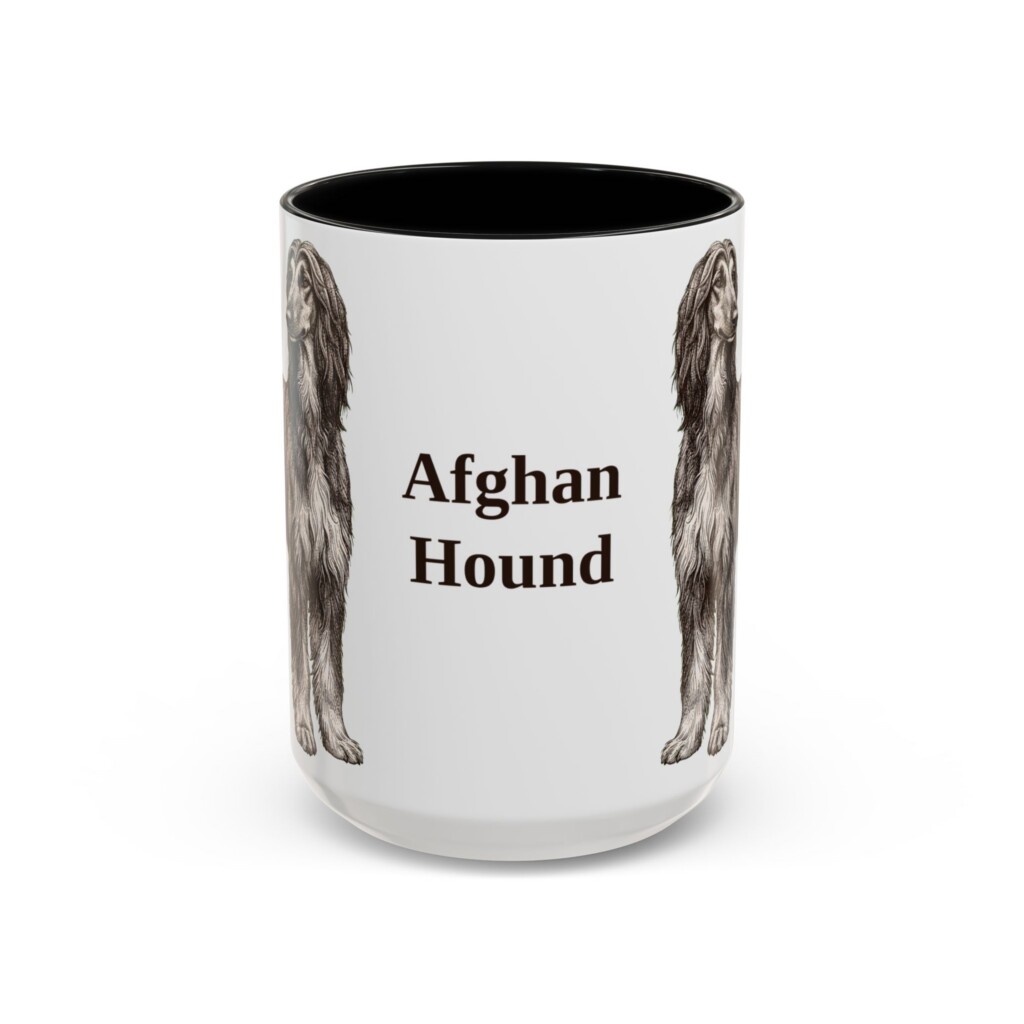 15oz Afghan Hound Mug, Vintage Dog Portrait Coffee Mug, Dog Lover Gift