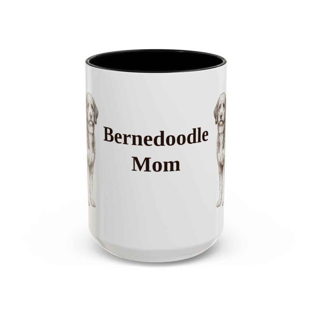 15oz Bernedoodle Dog Mom Mug, Vintage Sketch Coffee Mug, Dog Mom Gift