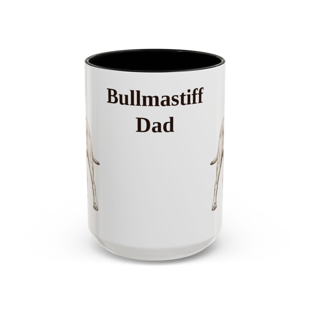 15oz Bullmastiff Dog Dad Mug, Vintage Sketch Coffee Mug, Dog Dad Gift