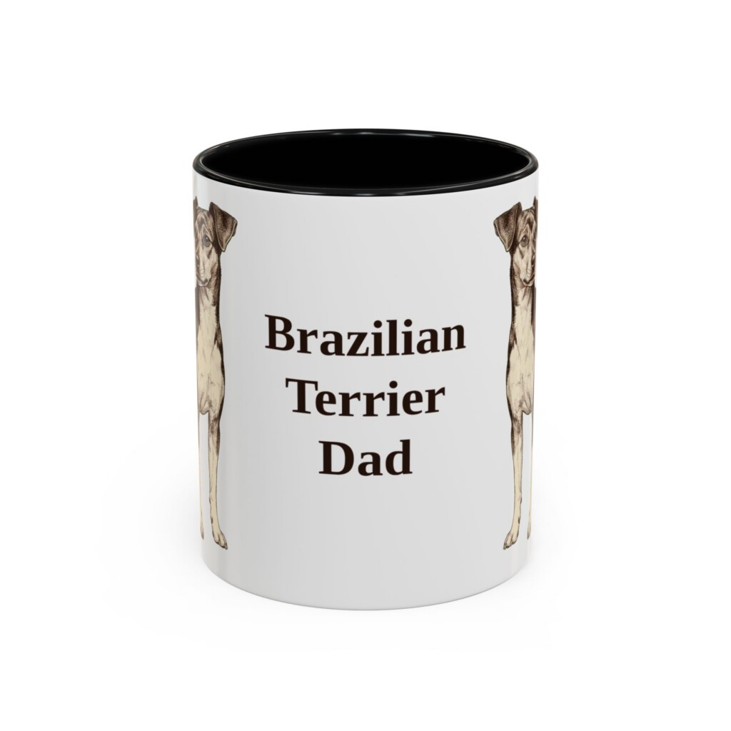 11oz Brazilian Terrier Dog Dad Mug, Vintage Sketch Coffee Mug, Dog Dad Gift