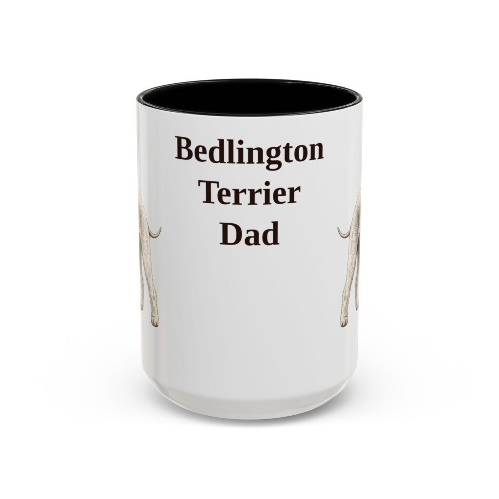 15oz Bedlington Terrier Dog Dad Mug, Vintage Sketch Coffee Mug, Dog Dad Gift