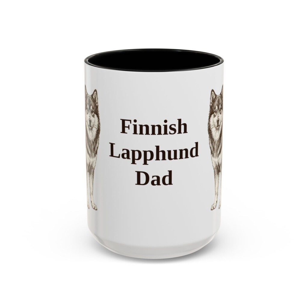 15oz Finnish Lapphund Dog Dad Mug, Vintage Sketch Coffee Mug, Dog Dad Gift