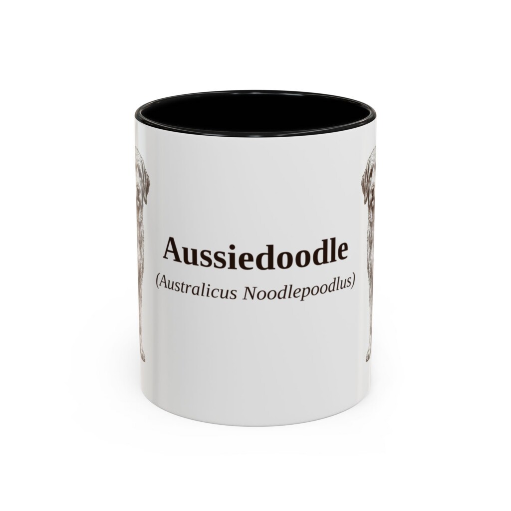 11oz Aussiedoodle Latin Mug, Vintage Dog Coffee Mug, Dog Lover Gift