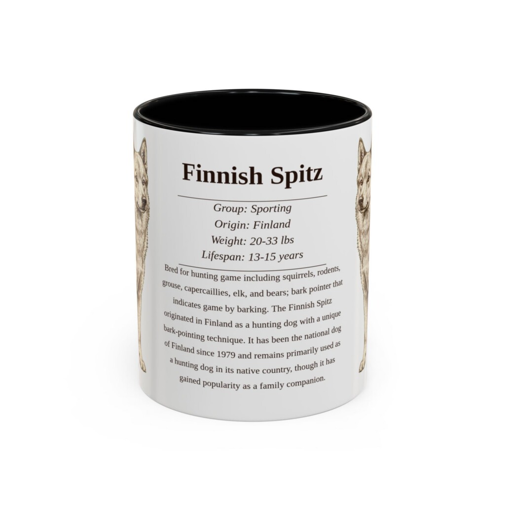 11oz Finnish Spitz Mug, Illustrated Dog Breed Facts Coffee Mug, Vintage Dog Keepsake Gift