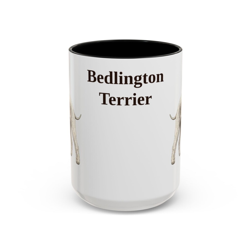 15oz Bedlington Terrier Mug, Vintage Dog Portrait Coffee Mug, Dog Lover Gift