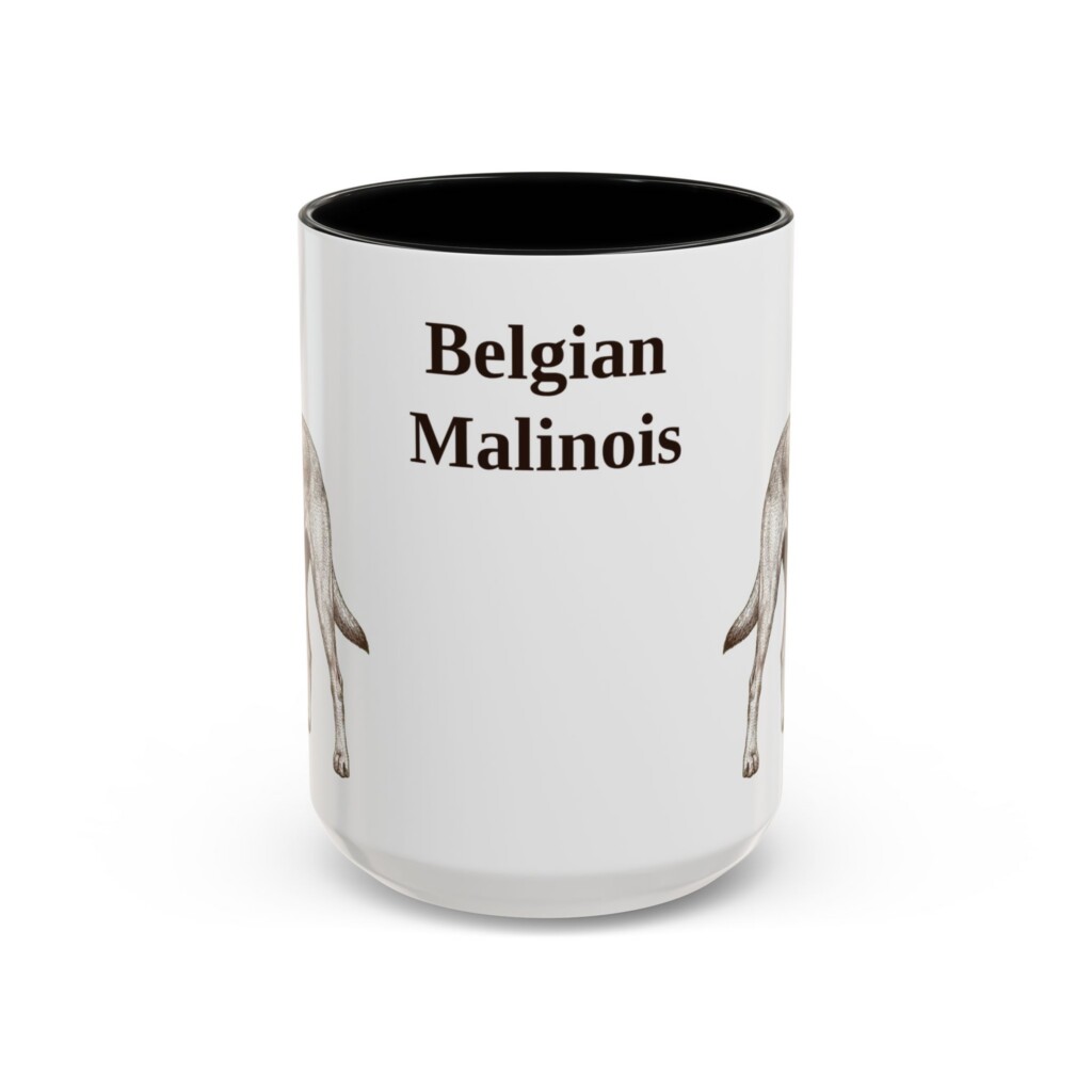 15oz Belgian Malinois Mug, Vintage Dog Portrait Coffee Mug, Dog Lover Gift
