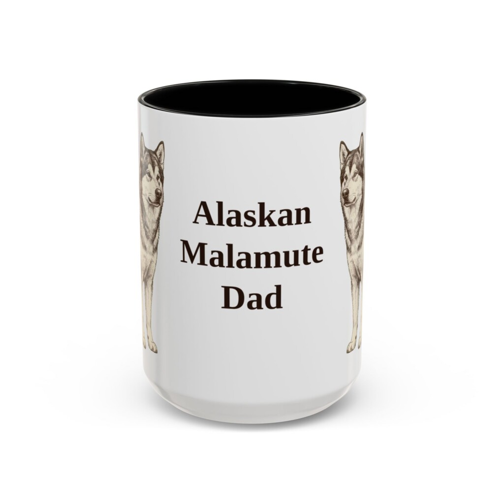 15oz Alaskan Malamute Dog Dad Mug, Vintage Sketch Coffee Mug, Dog Dad Gift