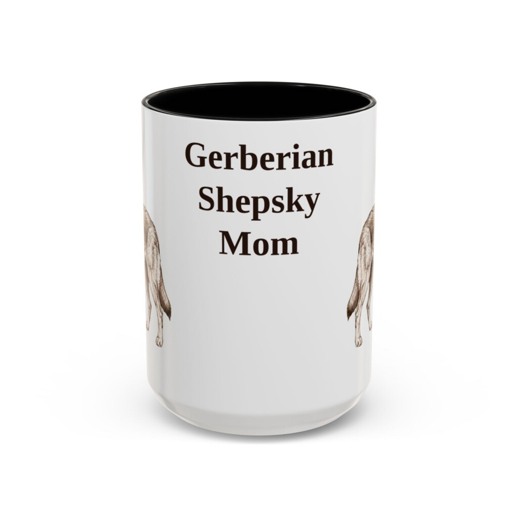 15oz Gerberian Shepsky Dog Mom Mug, Vintage Sketch Coffee Mug, Dog Mom Gift