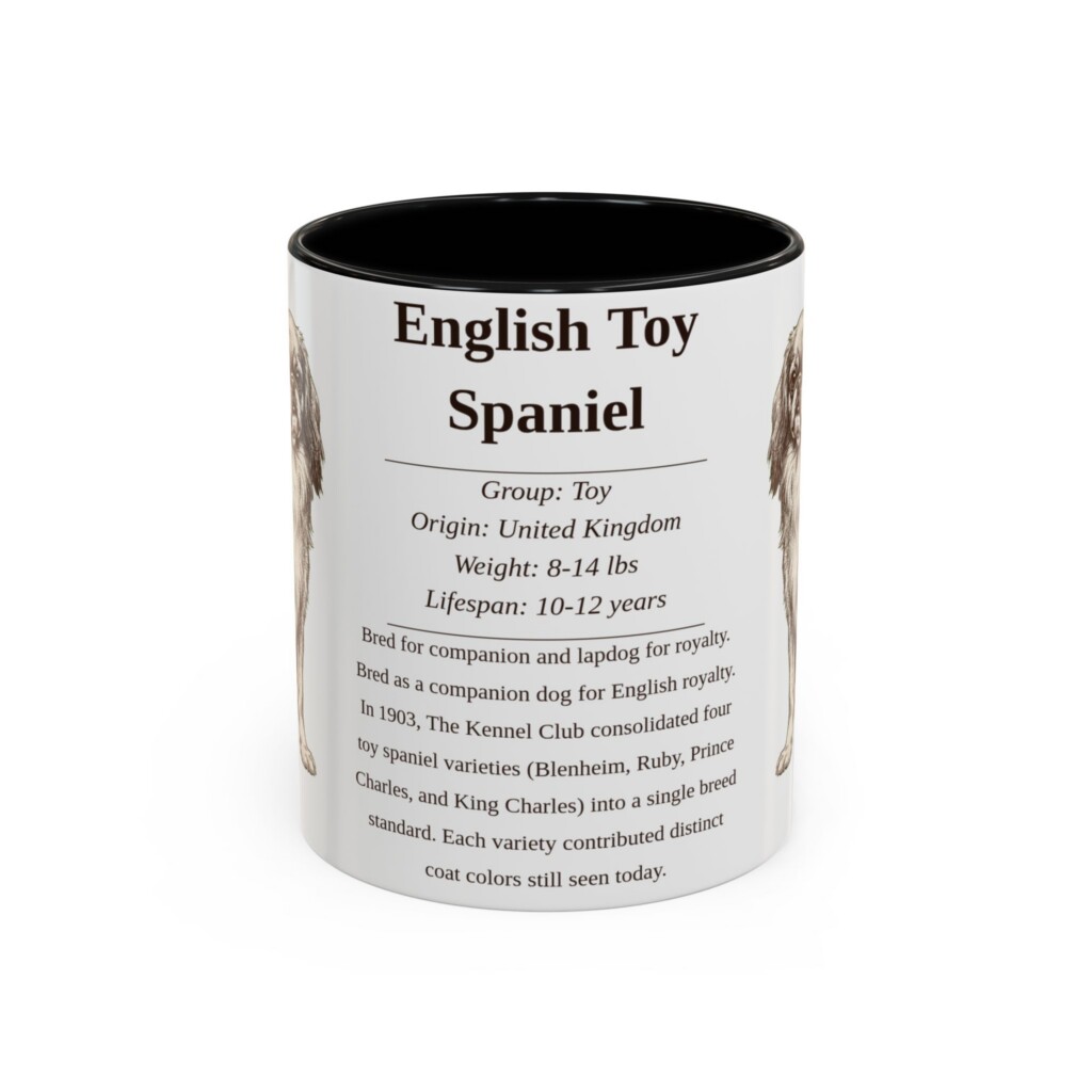 11oz English Toy Spaniel Mug, Illustrated Dog Breed Facts Coffee Mug, Vintage Dog Keepsake Gift