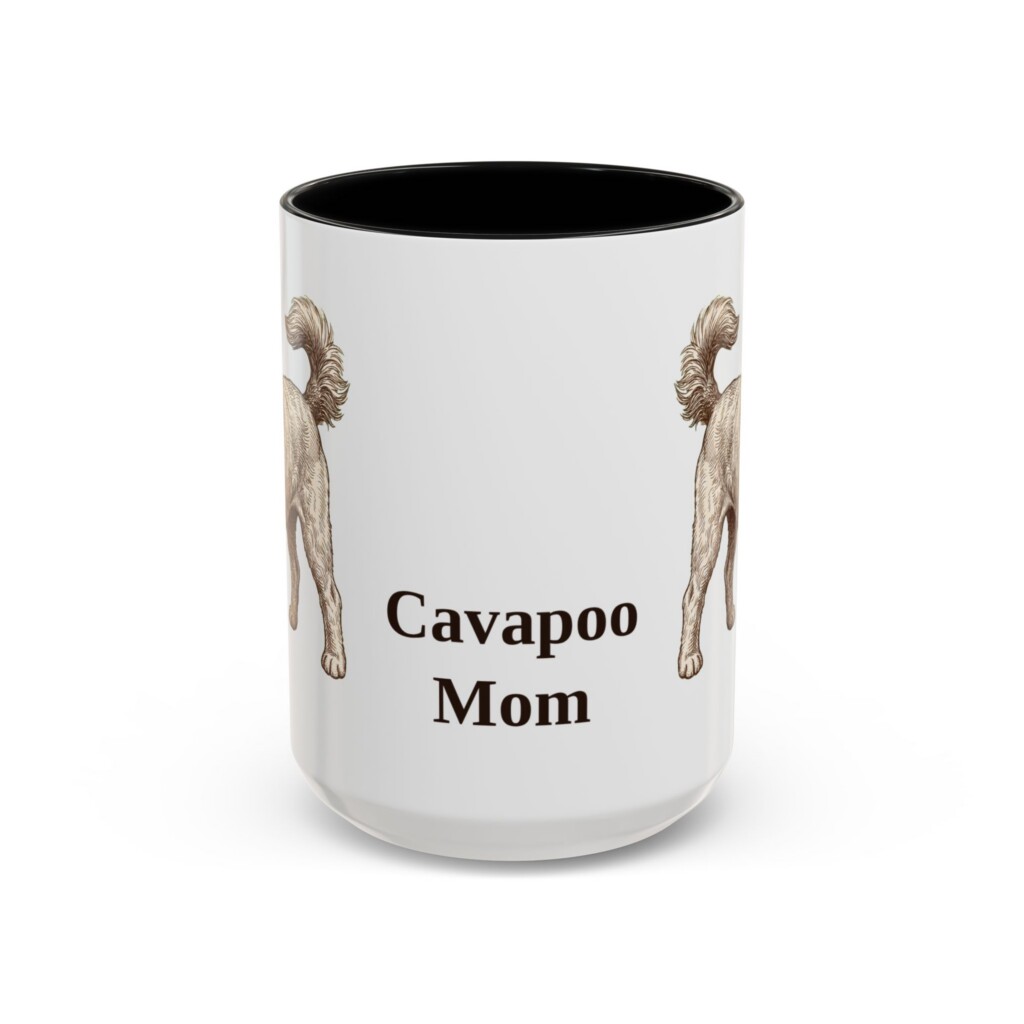 15oz Cavapoo Dog Mom Mug, Vintage Sketch Coffee Mug, Dog Mom Gift