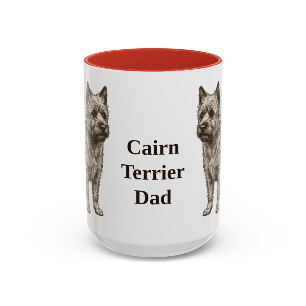 15oz Cairn Terrier Dog Dad Mug, Vintage Sketch Coffee Mug, Dog Dad Gift