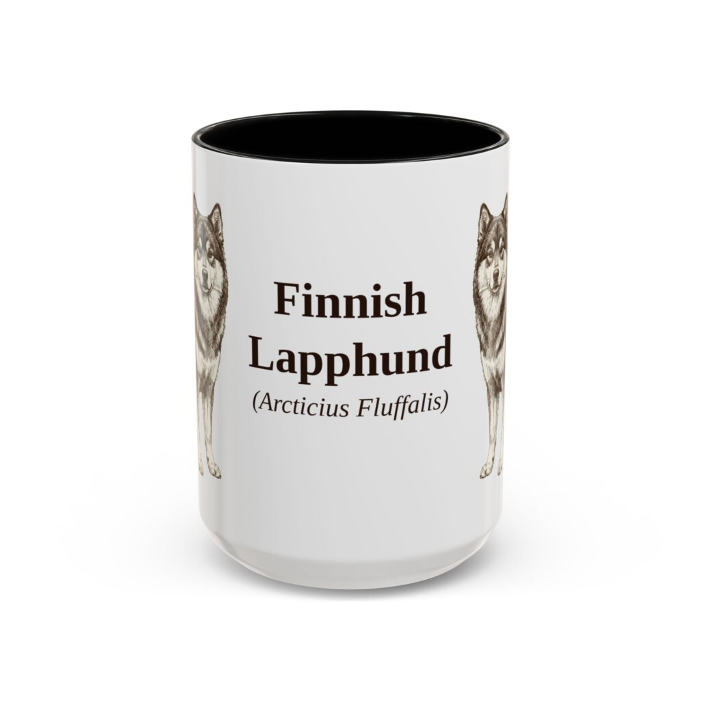 15oz Finnish Lapphund Latin Mug, Vintage Dog Coffee Mug, Dog Lover Gift