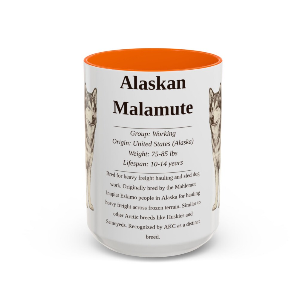 14556536988894531479_2048.jpeg 15oz Alaskan Malamute Mug, Illustrated Dog Breed Facts Coffee Mug, Vintage Dog Keepsake Gift