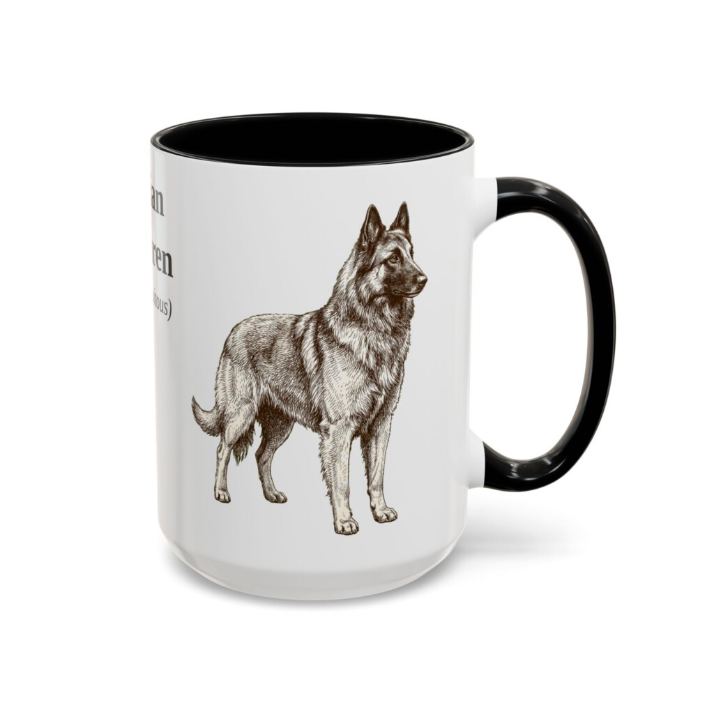 15oz Belgian Tervuren Latin Mug, Vintage Dog Coffee Mug, Dog Lover Gift