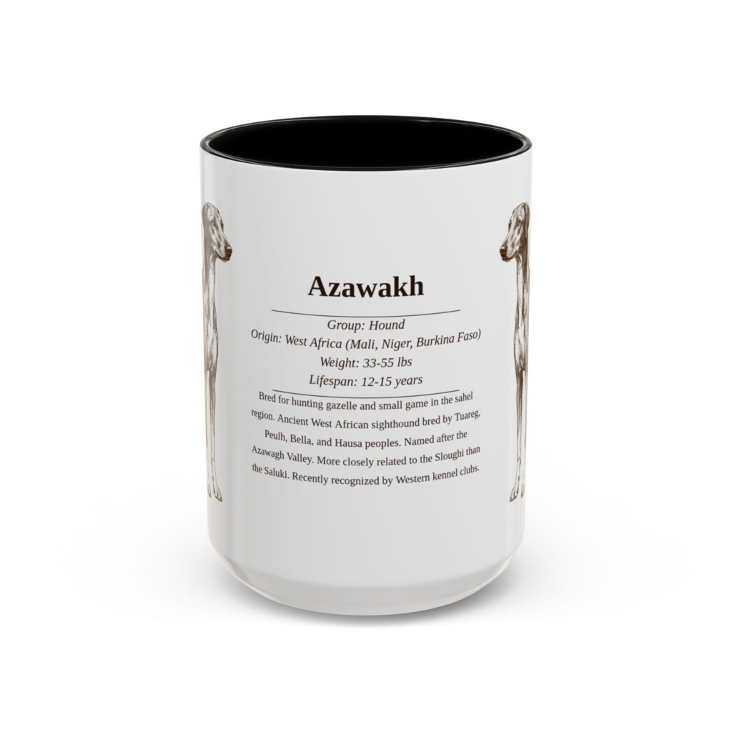 1471663163701280163_2048.jpeg 15oz Azawakh Mug, Illustrated Dog Breed Facts Coffee Mug, Vintage Dog Keepsake Gift