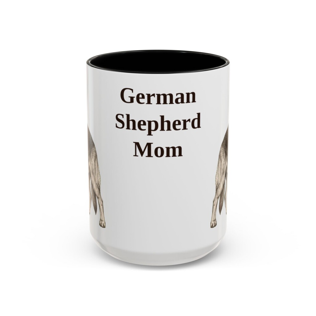 15oz German Shepherd Dog Mom Mug, Vintage Sketch Coffee Mug, Dog Mom Gift