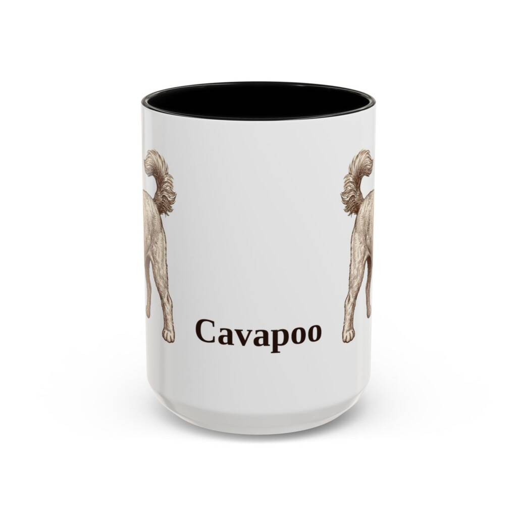 15oz Cavapoo Mug, Vintage Dog Portrait Coffee Mug, Dog Lover Gift