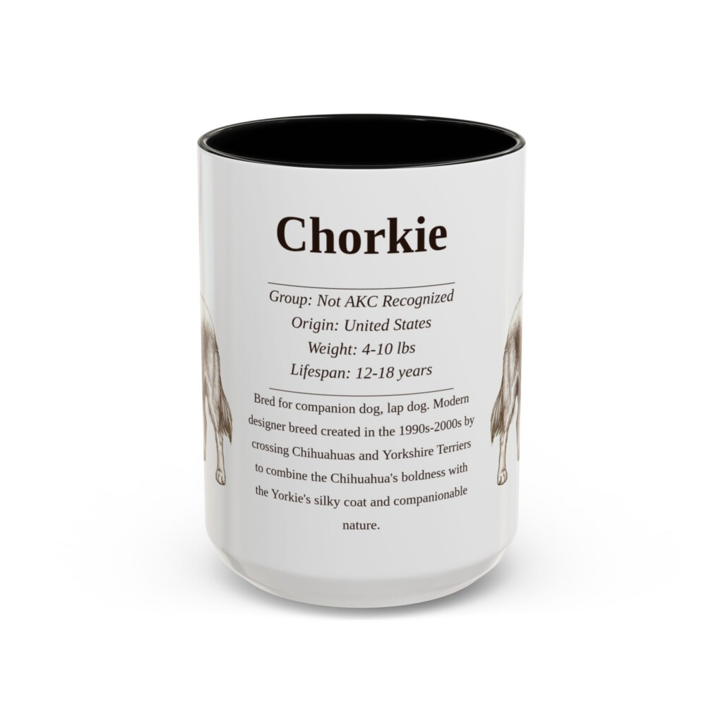 15oz Chorkie Mug, Illustrated Dog Breed Facts Coffee Mug, Vintage Dog Keepsake Gift