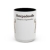 15oz Sheepadoodle Latin Mug, Vintage Dog Coffee Mug, Dog Lover Gift