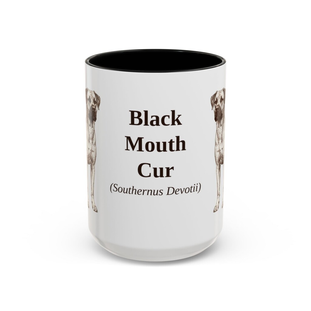 15oz Black Mouth Cur Latin Mug, Vintage Dog Coffee Mug, Dog Lover Gift