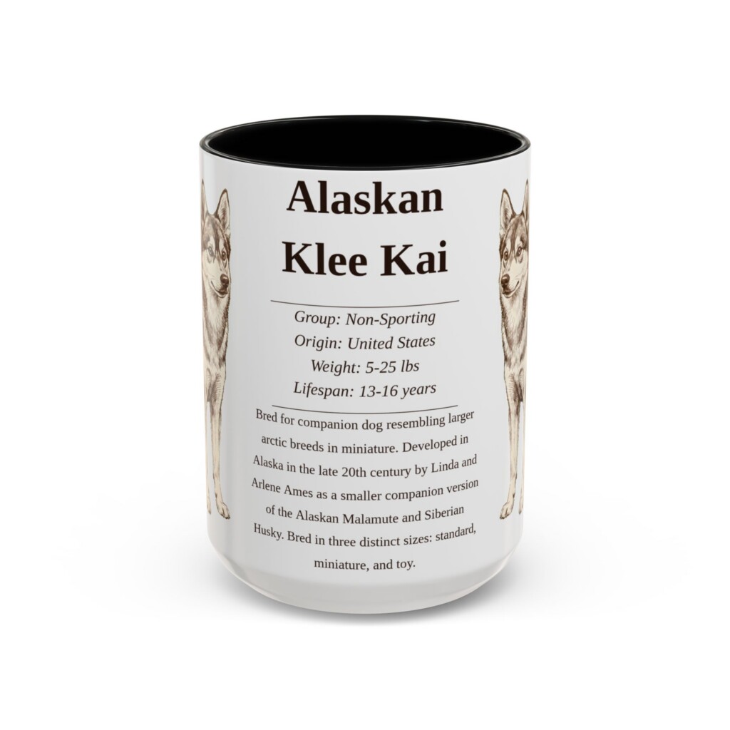 15oz Alaskan Klee Kai Mug, Illustrated Dog Breed Facts Coffee Mug, Vintage Dog Keepsake Gift
