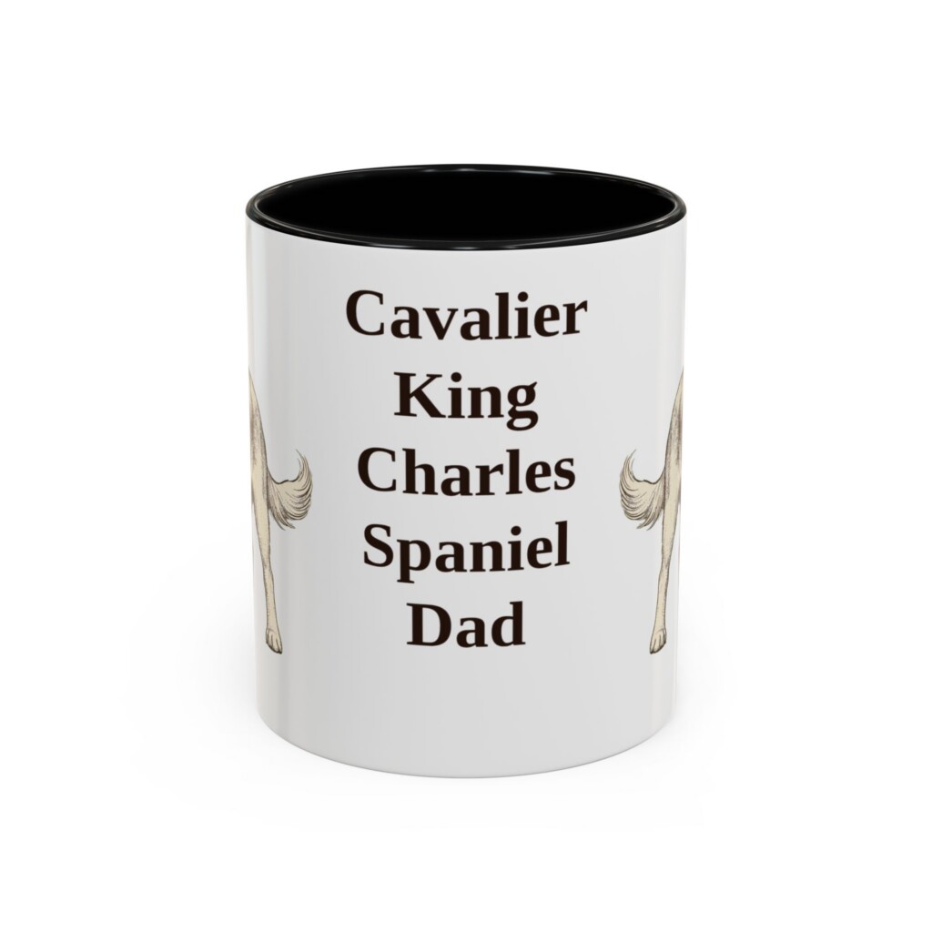 11oz Cavalier King Charles Spaniel Dog Dad Mug, Vintage Sketch Coffee Mug, Dog Dad Gift