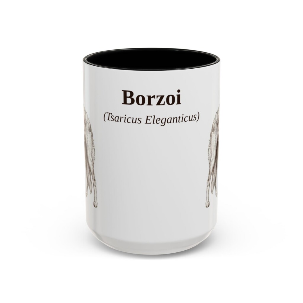 15oz Borzoi Latin Mug, Vintage Dog Coffee Mug, Dog Lover Gift