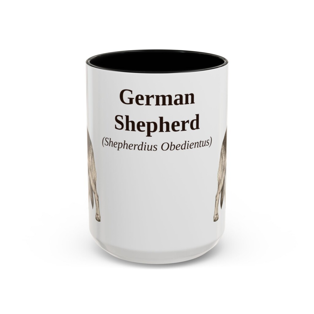 15oz German Shepherd Latin Mug, Vintage Dog Coffee Mug, Dog Lover Gift