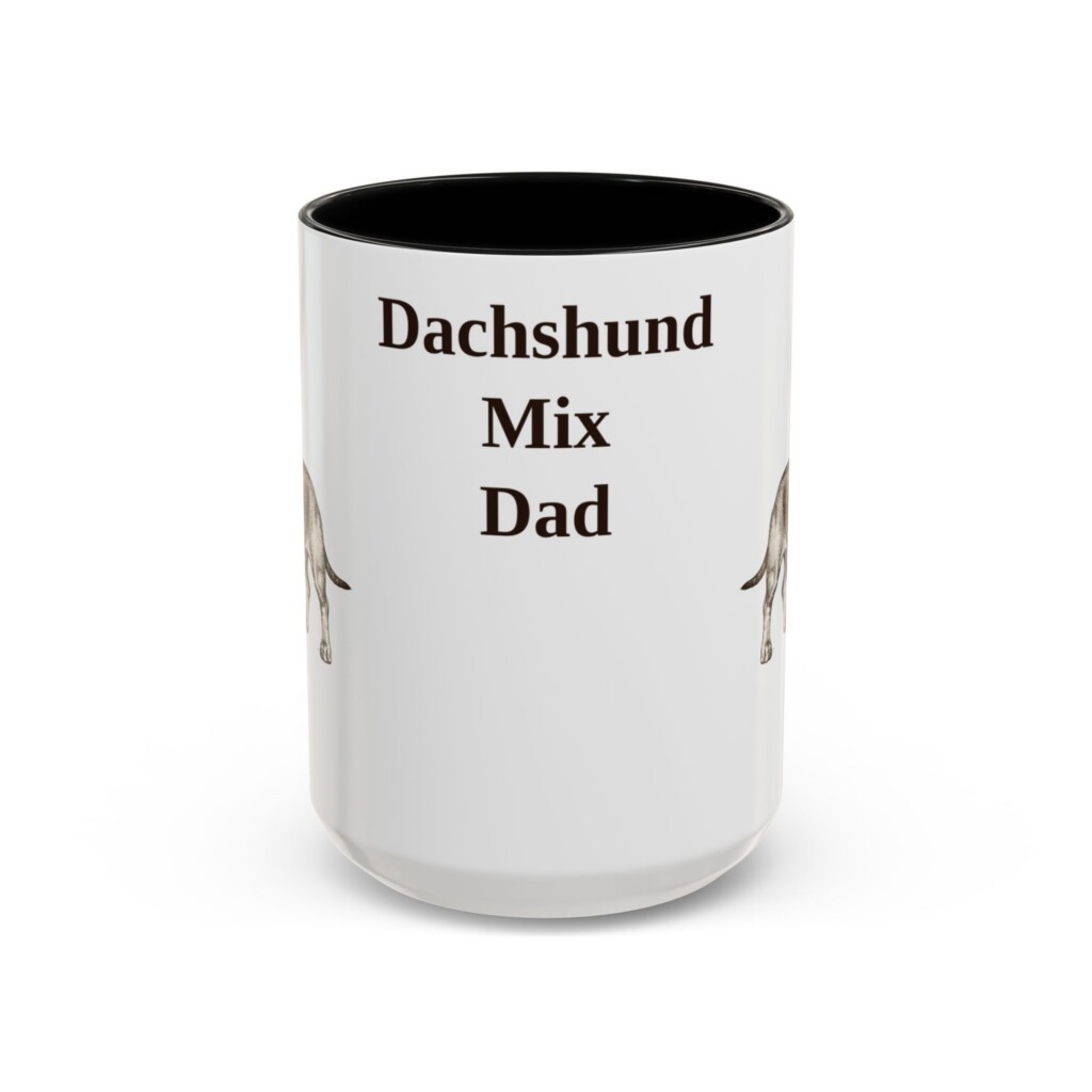 15oz Dachshund Mix Dog Dad Mug, Vintage Sketch Coffee Mug, Dog Dad Gift