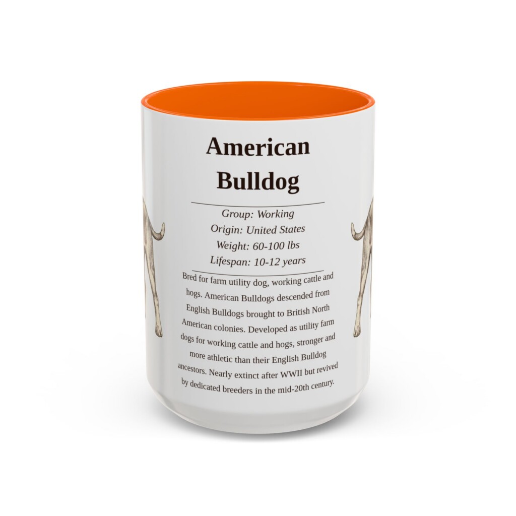 15229796609219521077_2048.jpeg 15oz American Bulldog Mug, Illustrated Dog Breed Facts Coffee Mug, Vintage Dog Keepsake Gift