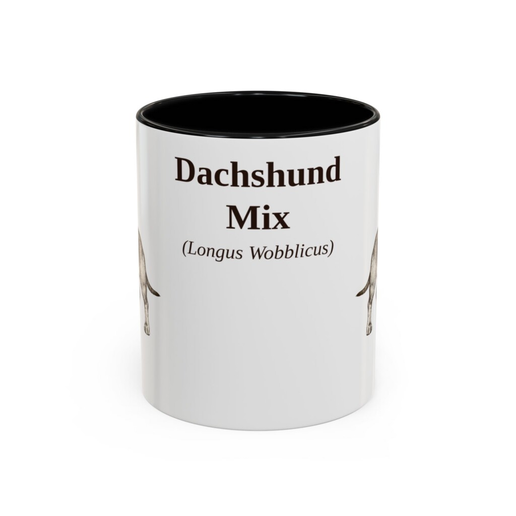 15338193795294097070_2048.jpeg 11oz Dachshund Mix Latin Mug, Vintage Dog Coffee Mug, Dog Lover Gift