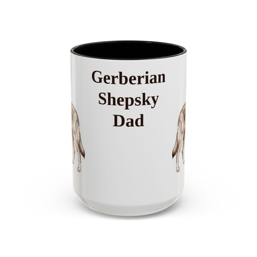 15oz Gerberian Shepsky Dog Dad Mug, Vintage Sketch Coffee Mug, Dog Dad Gift