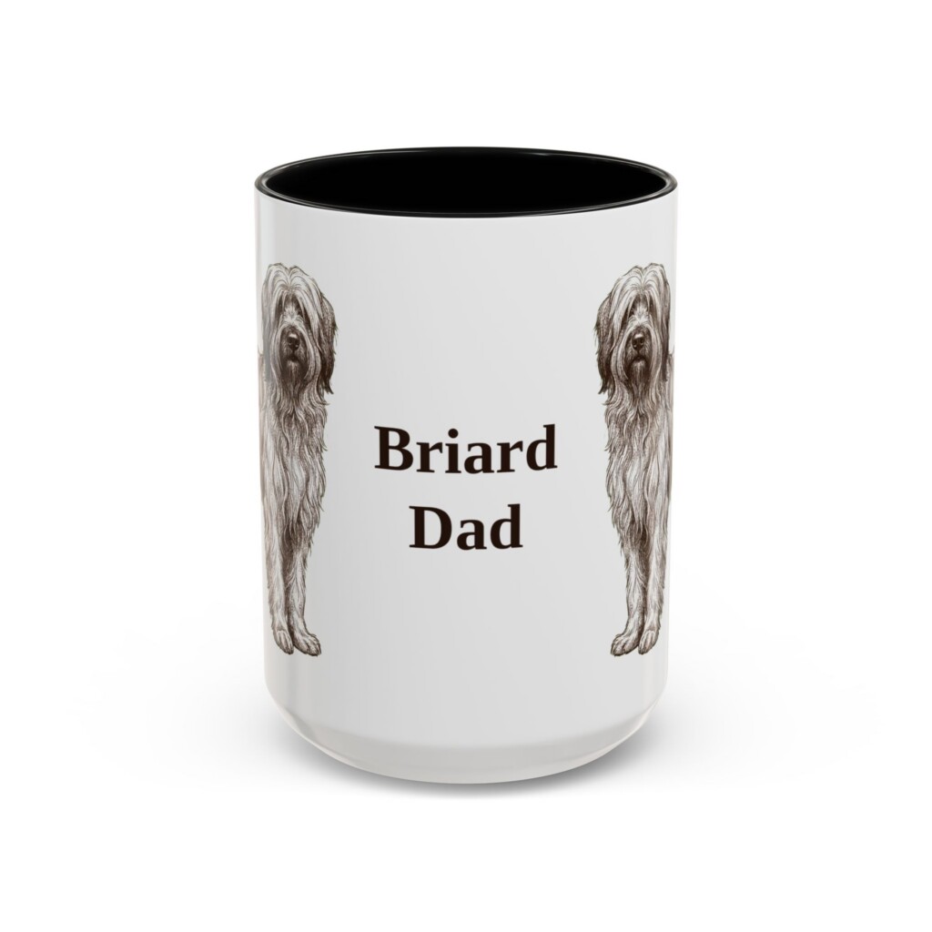 15oz Briard Dog Dad Mug, Vintage Sketch Coffee Mug, Dog Dad Gift