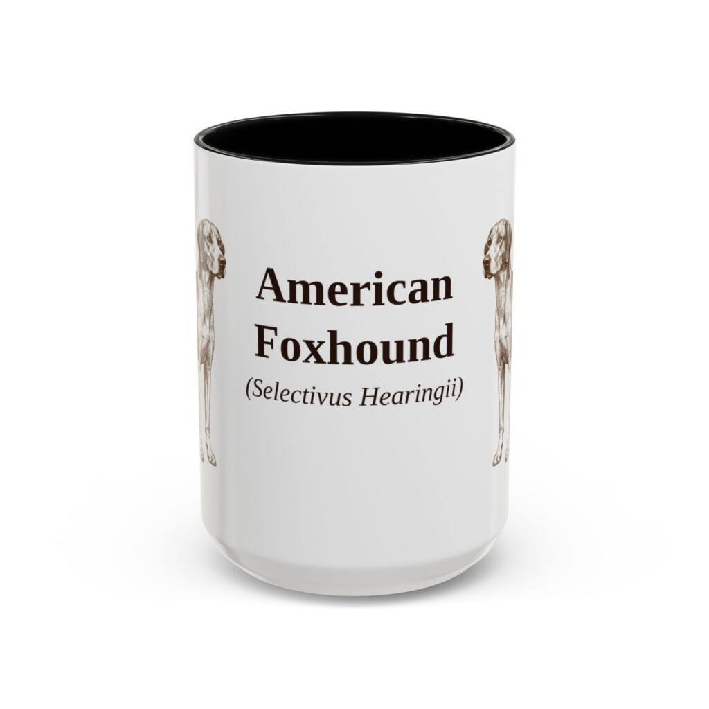 15oz American Foxhound Latin Mug, Vintage Dog Coffee Mug, Dog Lover Gift