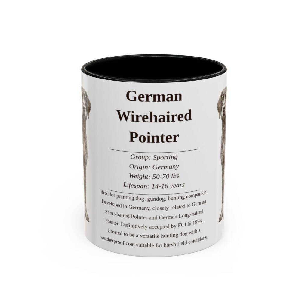 11oz German Wirehaired Pointer Mug, Illustrated Dog Breed Facts Coffee Mug, Vintage Dog Keepsake Gift