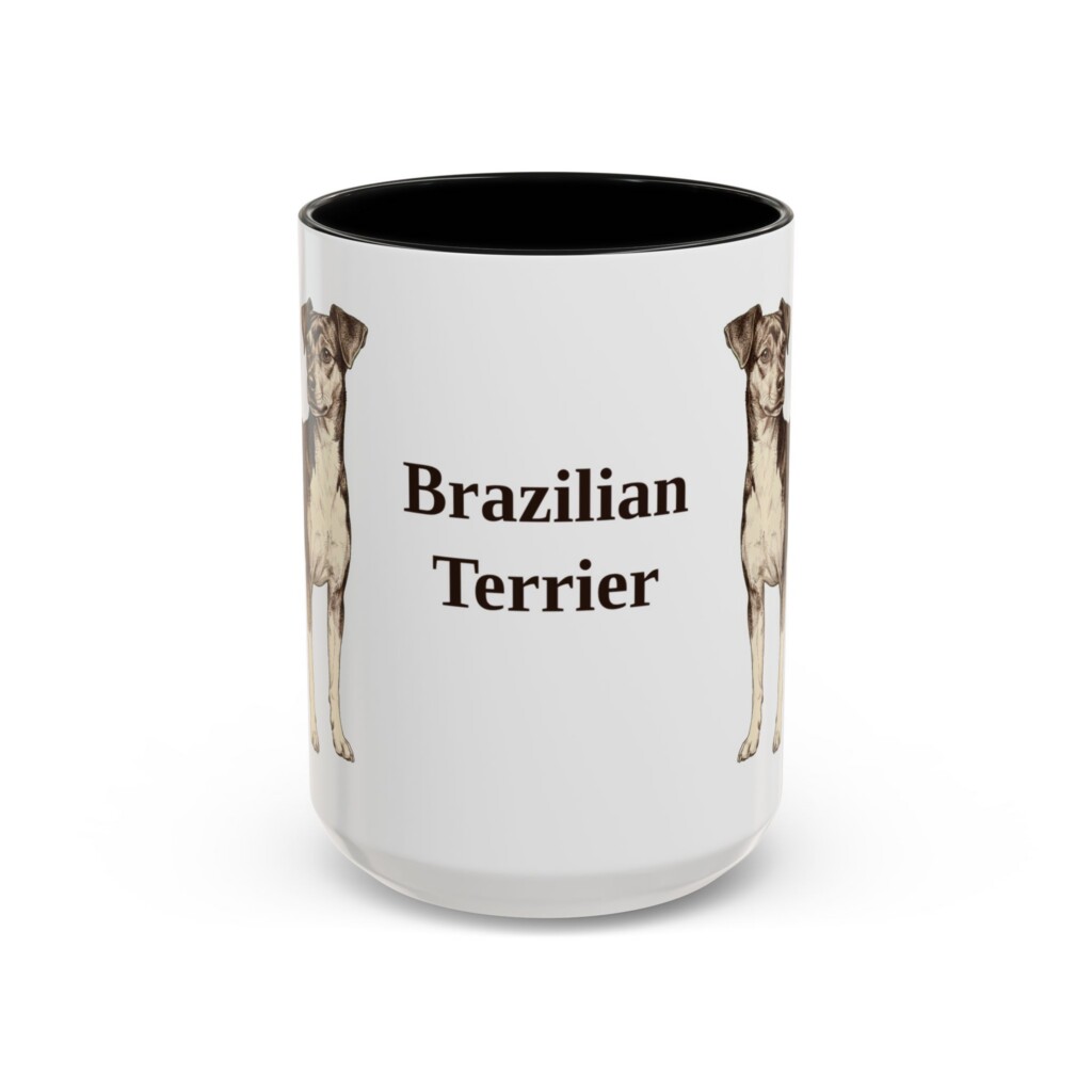 15oz Brazilian Terrier Mug, Vintage Dog Portrait Coffee Mug, Dog Lover Gift