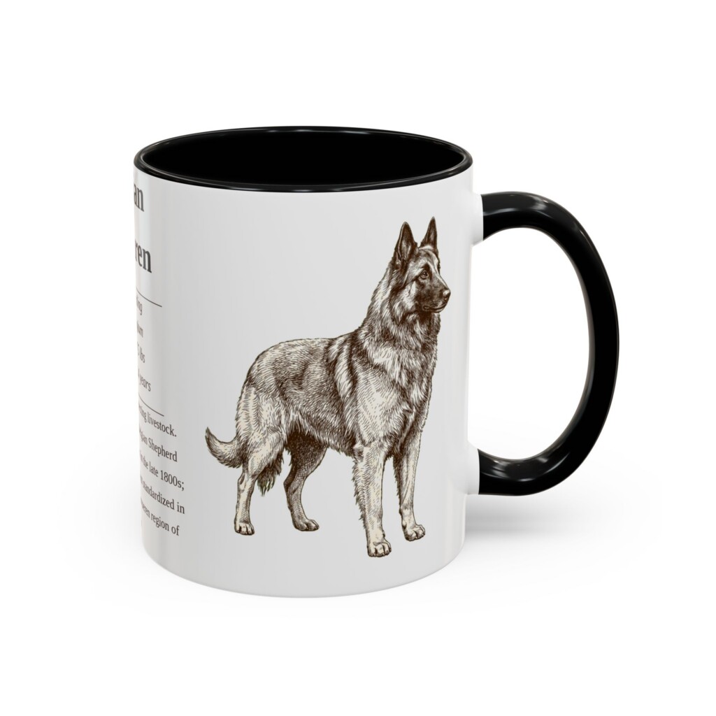 11oz Belgian Tervuren Mug, Illustrated Dog Breed Facts Coffee Mug, Vintage Dog Keepsake Gift