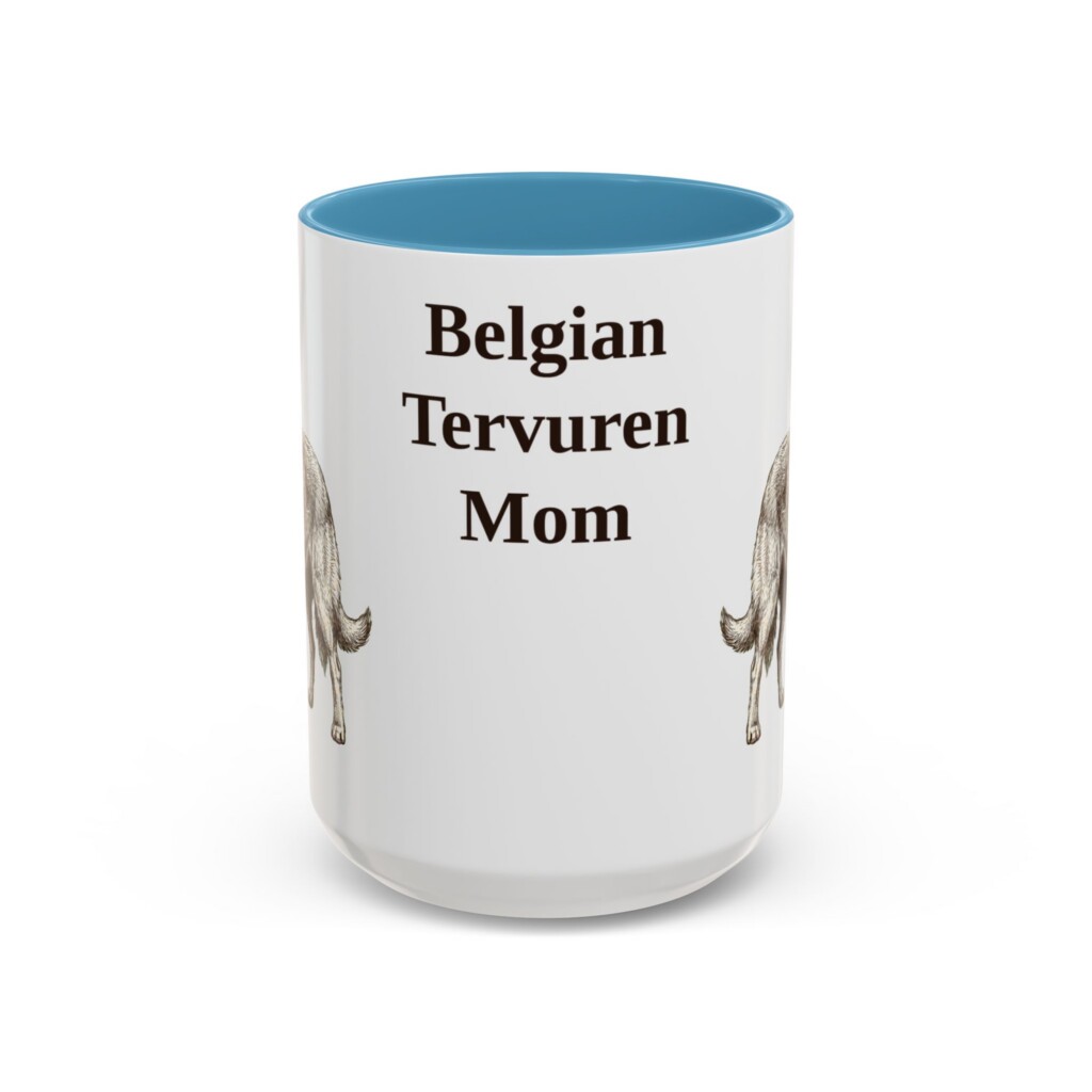 15oz Belgian Tervuren Dog Mom Mug, Vintage Sketch Coffee Mug, Dog Mom Gift
