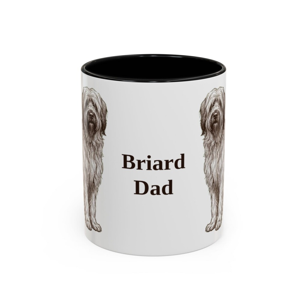 11oz Briard Dog Dad Mug, Vintage Sketch Coffee Mug, Dog Dad Gift