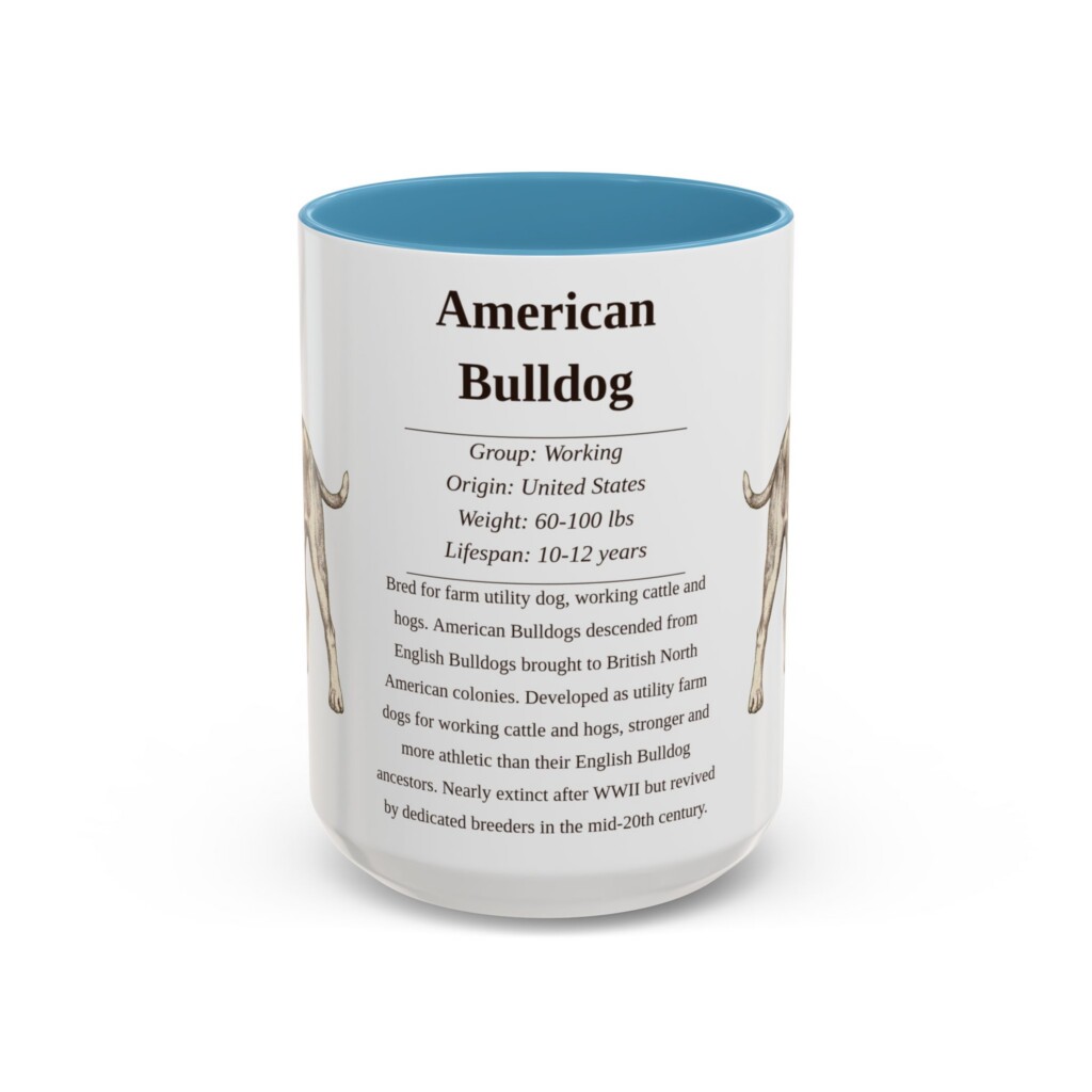 1563409699619154798_2048.jpeg 15oz American Bulldog Mug, Illustrated Dog Breed Facts Coffee Mug, Vintage Dog Keepsake Gift