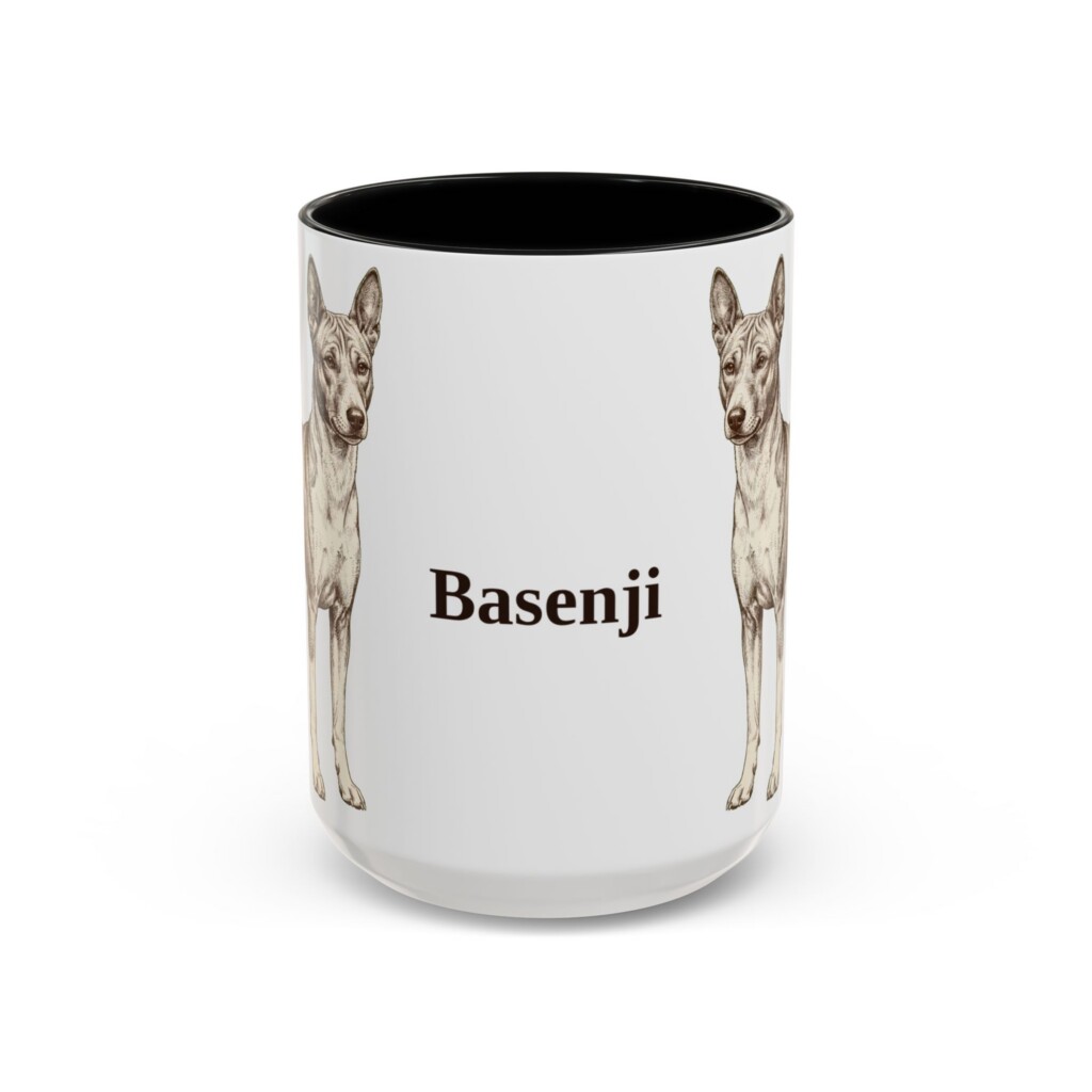 15oz Basenji Mug, Vintage Dog Portrait Coffee Mug, Dog Lover Gift