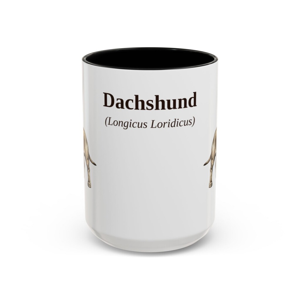15oz Dachshund Latin Mug, Vintage Dog Coffee Mug, Dog Lover Gift