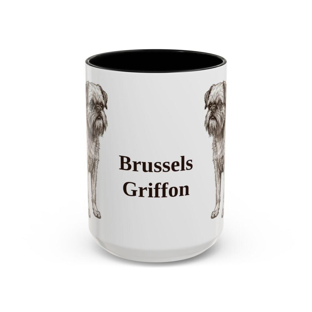 15oz Brussels Griffon Mug, Vintage Dog Portrait Coffee Mug, Dog Lover Gift