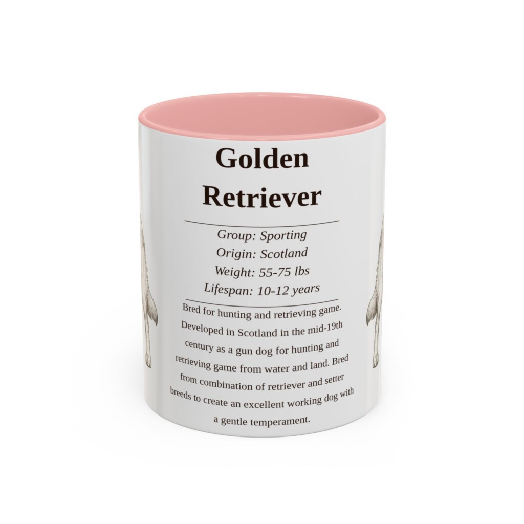 11oz Golden Retriever Mug, Illustrated Dog Breed Facts Coffee Mug, Vintage Dog Keepsake Gift