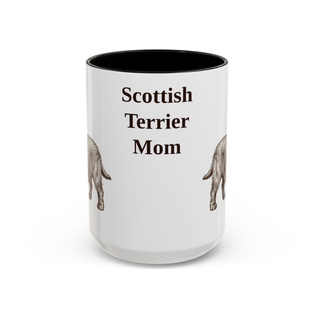 15oz Scottish Terrier Dog Mom Mug, Vintage Sketch Coffee Mug, Dog Mom Gift