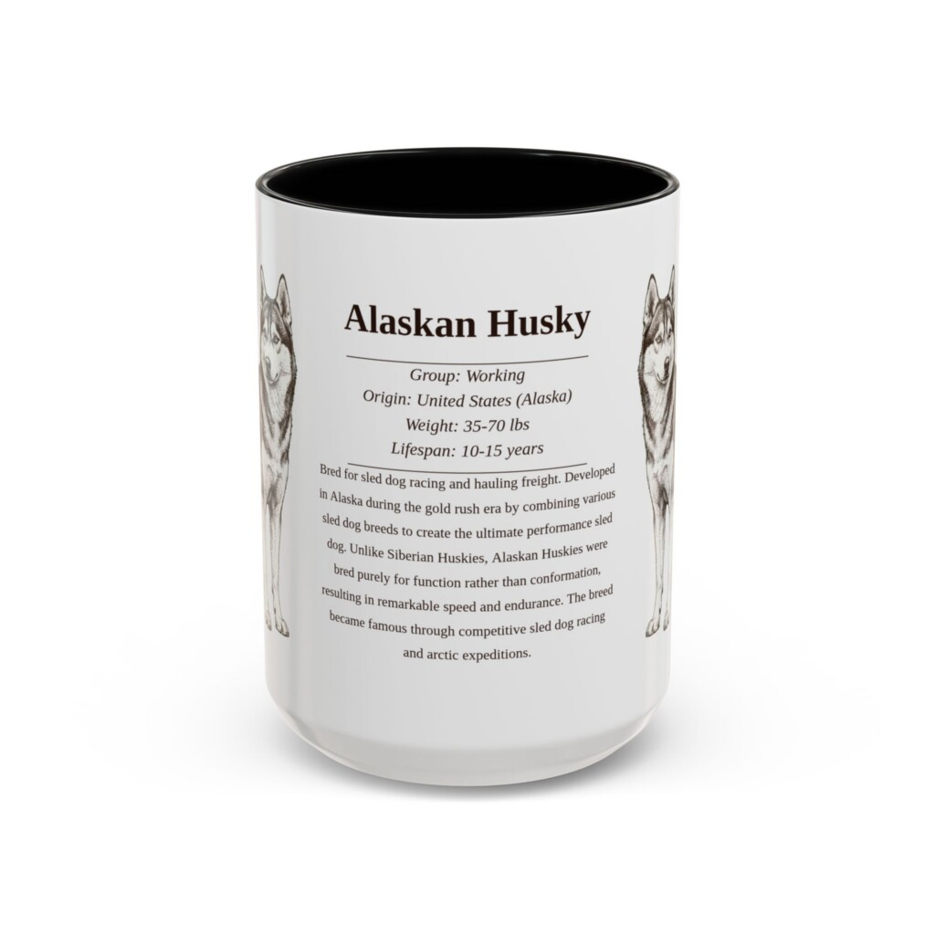 15963335712242676573_2048.jpeg 15oz Alaskan Husky Mug, Illustrated Dog Breed Facts Coffee Mug, Vintage Dog Keepsake Gift