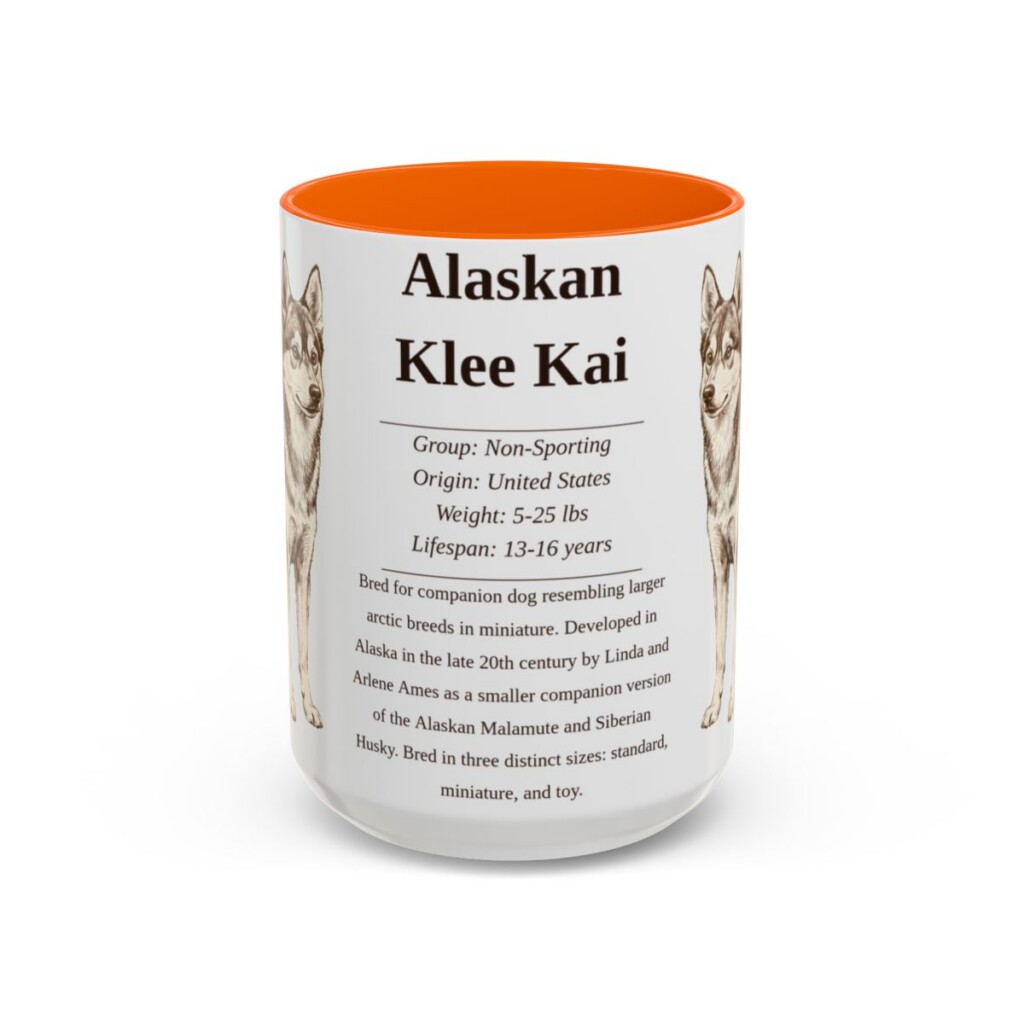 15oz Alaskan Klee Kai Mug, Orange, front view