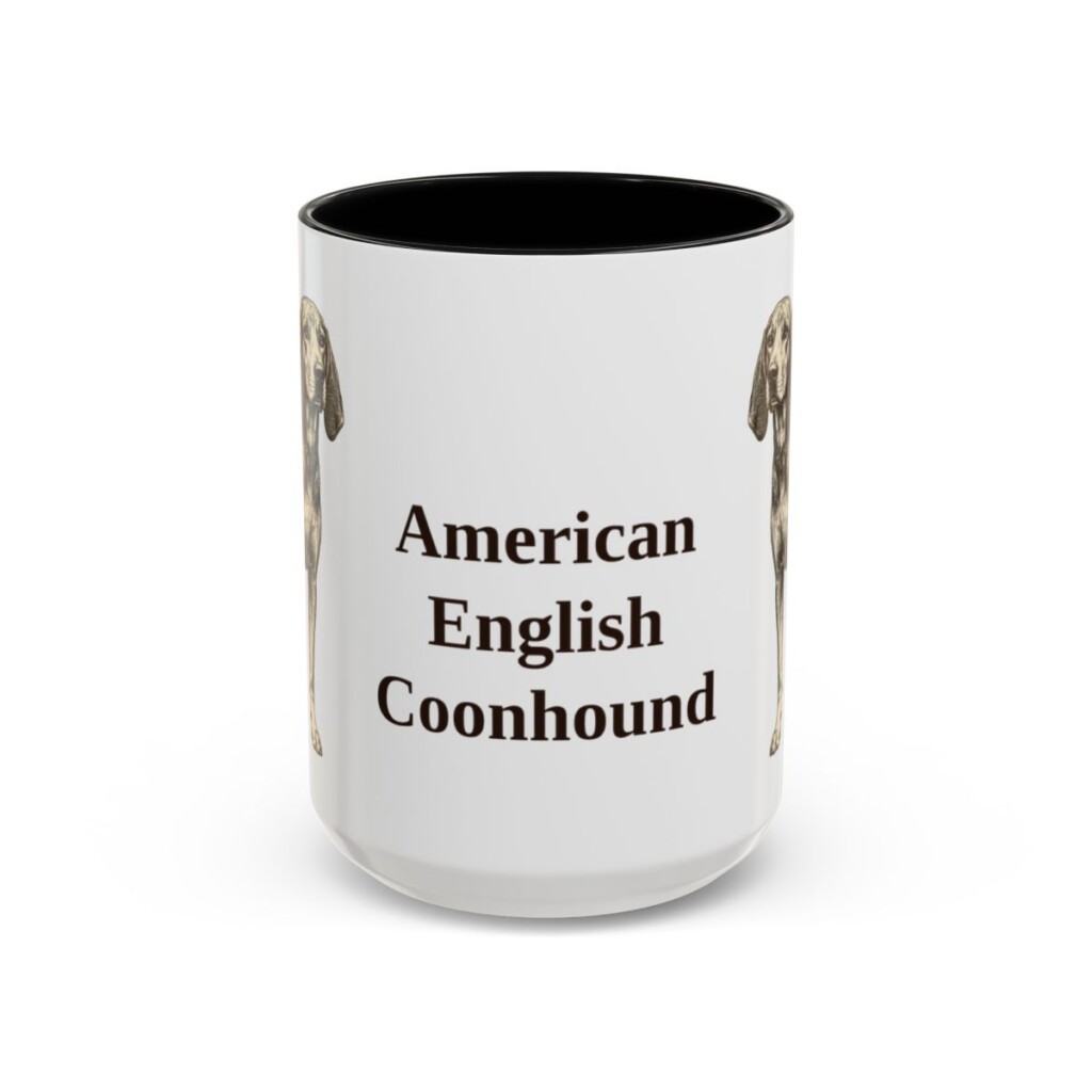15oz American English Coonhound Mug, Black, front view